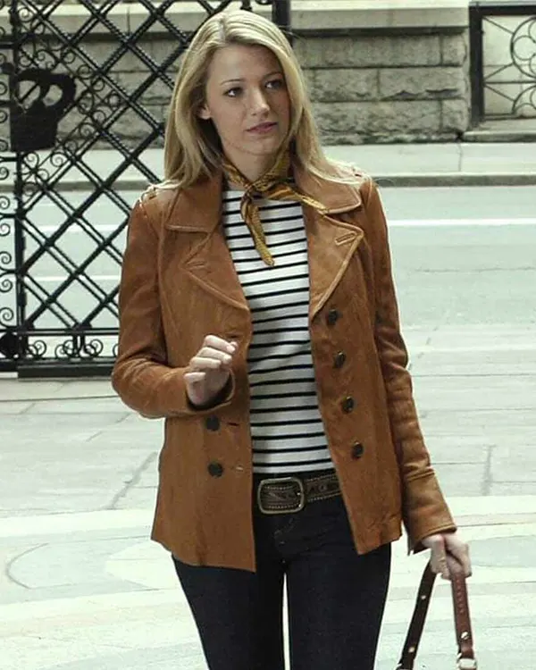 Unisex Gossip Girl 2021 Serena Van Woodsen Brown Leather Coat