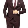 Unisex Mens Imperial Maroon Three Piece Prom Wedding Suit