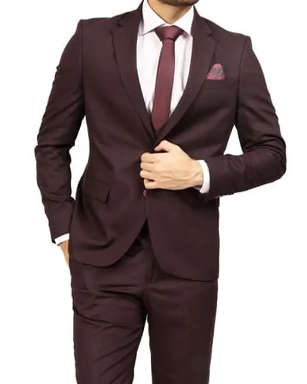 Unisex Mens Imperial Maroon Three Piece Prom Wedding Suit