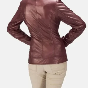 Womens Slim Fit Brown Asymmetrical Zipper Biker Genuine Leather Jacket