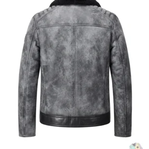 Buy distressed black shearling biker leather jacket