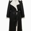 Aida Shearling Leather Double Breasted Buttoned Closure Coat