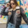 Alannah Women Military Shearling Leather Jacket On Sale