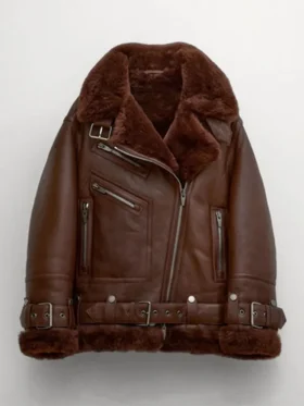 Anna Aviator Sheepskin Shearling Leather Women Jacket
