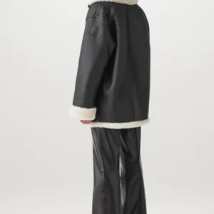 Aoife Womens Shearling Sheepskin Black Jacket