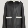 Aoife Women's Shearling Sheepskin Leather Black Jacket