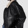 Brandie Shearling Genuine Leather Black Bomber Jacket