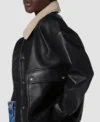 Brandie Shearling Genuine Leather Black Bomber Jacket