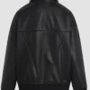 Brandie Shearling Genuine Leather Rib Knitted Bomber Jacket