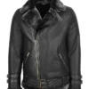 Buy Real Sheepskin Aviator Black Biker Belted Jacket For Sale Men And Women