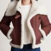 Cassandra Shearling B3 Belted Closure Genuine Leather Jacket