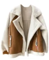 Ciara Womens Suede Leather Shearling Sheepskin Coat