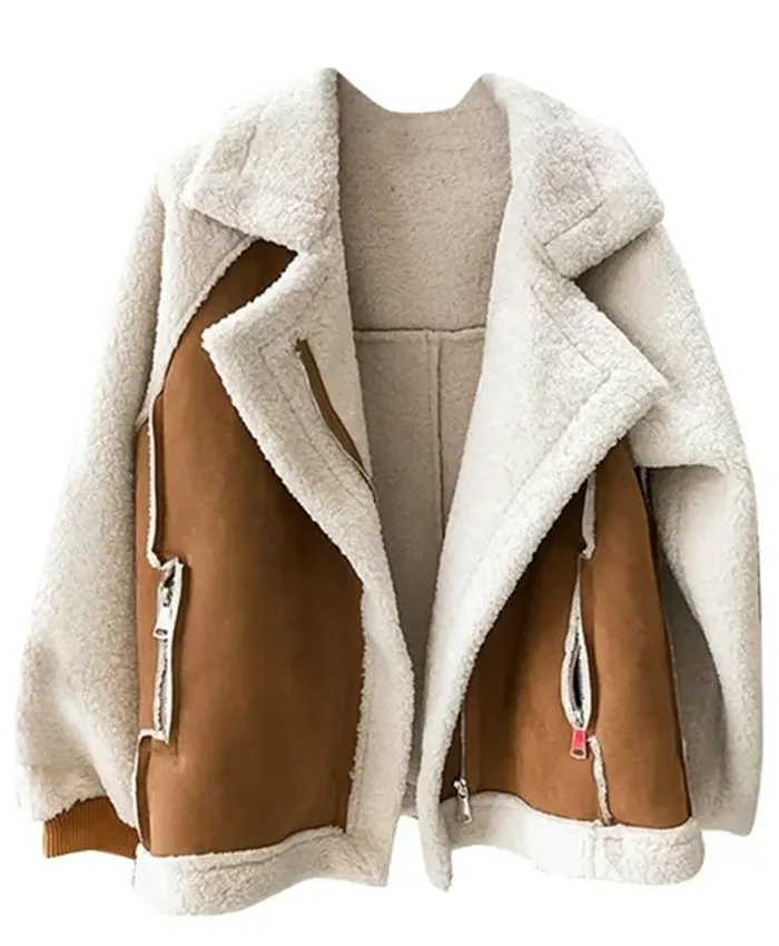 Ciara Women's Suede Leather Shearling Sheepskin Coat
