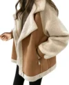 Ciara Womens Suede Leather Sheepskin Coat