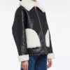Diane Shearling Side Patch Pockets Leather Jacket
