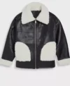 Diane Womens Shearling Black Leather Jacket