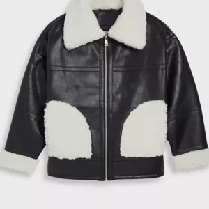 Diane Womens Shearling Black Leather Jacket