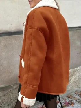 Erin Womens Outerwear Shearling Brown Jacket