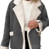 Erin Womens Outerwear Shearling Grey Suede Leather Jacket