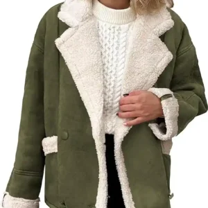 Erin Womens Outerwear Shearling Suede Leather Jacket 1