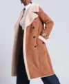 Frances Womens Shearling Brown Coat