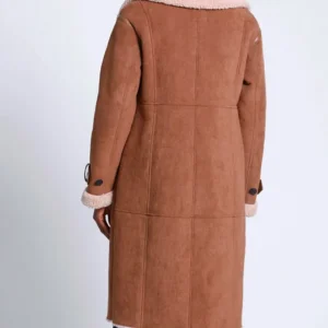 Frances Womens Shearling Double Breasted Buttoned Coat