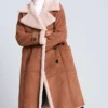 Frances Women's Shearling Suede Leather Buttoned Coat