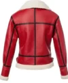 Gina Womens Christmas Shearling Belted Collar Leather Jacket