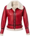 Gina Womens Christmas Shearling Red Leather Jacket