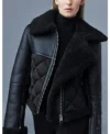 Harriet Womens Shearling Diamond Quilted Biker Jacket