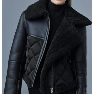 Harriet Womens Shearling Diamond Quilted Biker Jacket