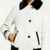 Holly Women's Shearling Sheepskin Button Loop Closure Leather Jacket