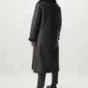 Isabelle Women Leather Shearling Black Long Coat