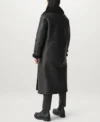 Isabelle Women Leather Shearling Black Long Coat
