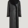 Isabelle Women Leather Shearling Double-Breasted Long Coat