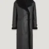 Isabelle Women Leather Shearling Double Breasted Long Coat
