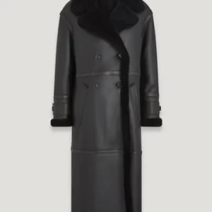 Isabelle Women Leather Shearling Double Breasted Long Coat