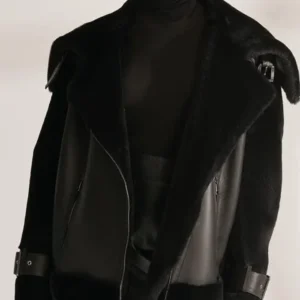 Jane Shearling Big Wide Lapel Notch Style Jacket