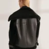 Jane Shearling Lapel Notch Style Leather Jacket