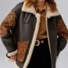 Jose Shearling Leather Leopard Print Coat