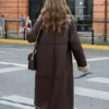 Krystal Women's Shearling Brown Leather Long Coat