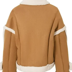 Lanita Shearling Duffle Button Closure Suede Leather Jacket