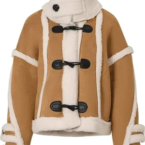 Lanita Womens Shearling Suede Leather Jacket