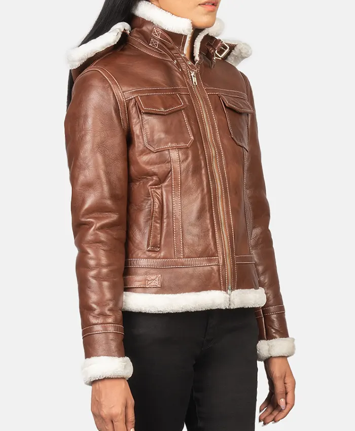 Lauren Women's Shearling Leather Brown Jacket