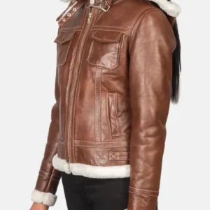 Lauren Womens Shearling Leather Jacket