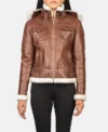 Lauren Womens Shearling Leather Removeable Hooded Jacket
