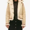 Lenora Shearling Sheepskin Button Front Suede Leather Jacket
