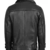 Real Sheepskin Aviator Black Biker Belted Jacket back