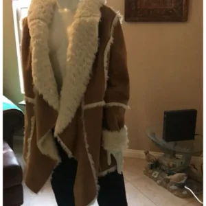 Robyn Womens Brown Shearling Long Coat