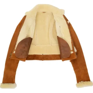 Sandra Shearling Aviator Brown Biker Jacket